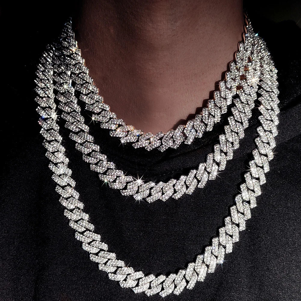 2-Row Miami Iced Cubed Link Necklace