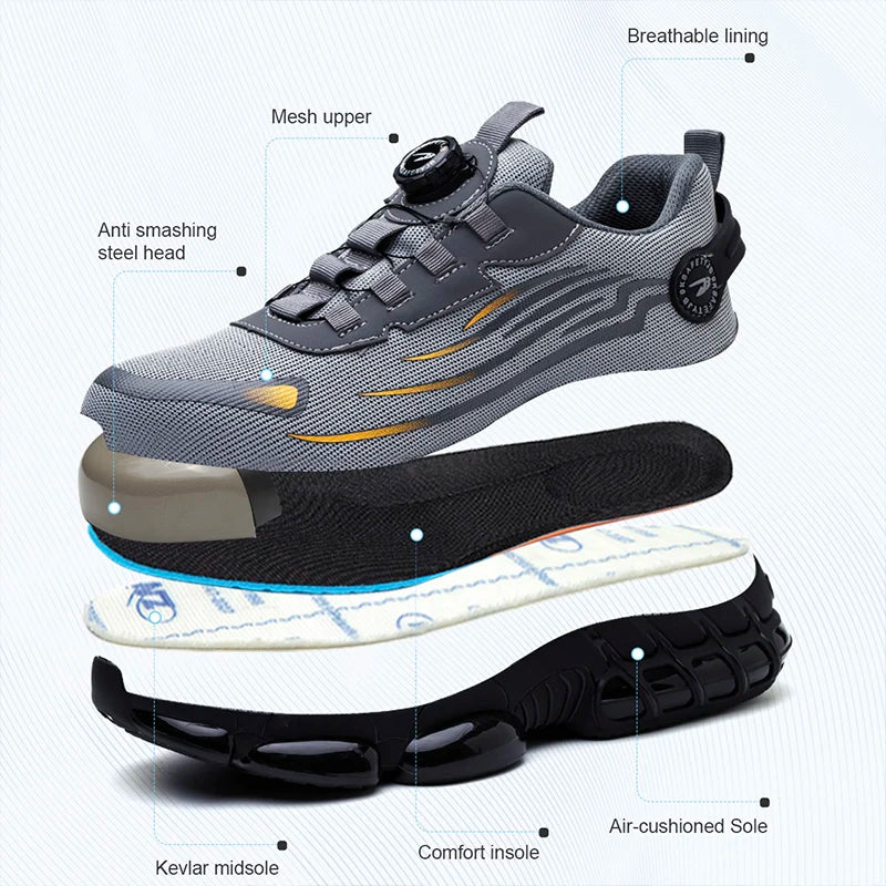 Men's Rotating-Lace Safety Work Shoes