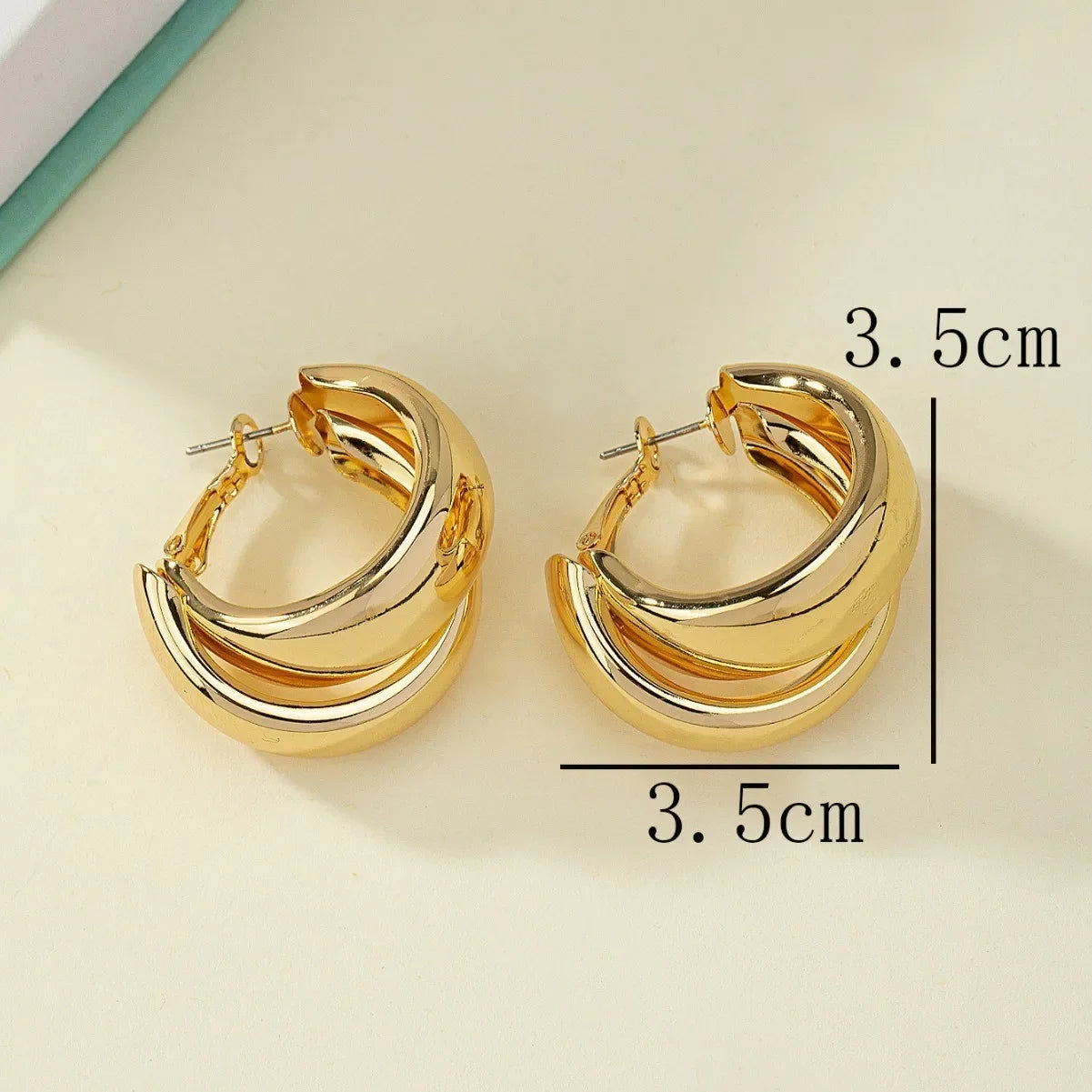 Gold Double-Ring Chunky Hoop Earrings