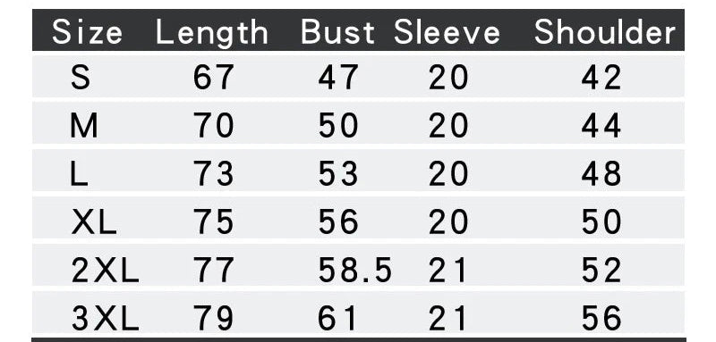 Size chart for Asian clothing with measurements in centimeters and weight categories.