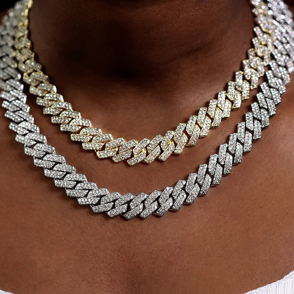 2-Row Miami Iced Cubed Link Necklace