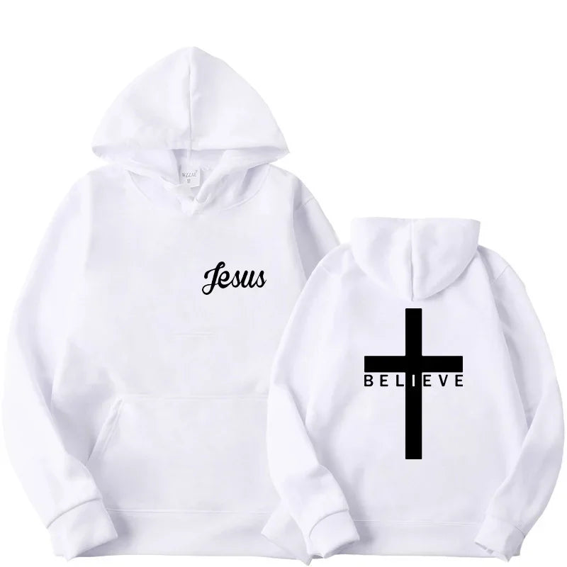 Believe Cross Print Hoodie