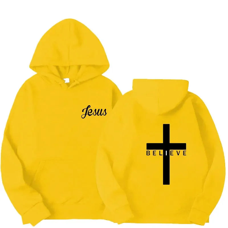 Believe Cross Print Hoodie