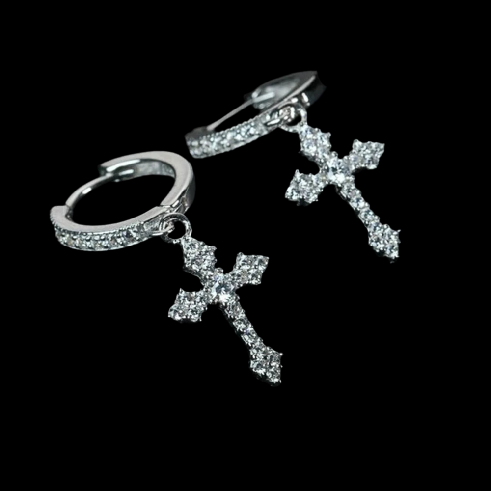 Huitan Stylish Arrow Cross Zircon Drop Earrings