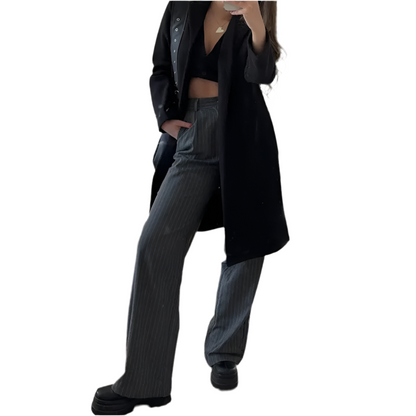 Women's Formal Striped Baggy High-Waist Suit Pants