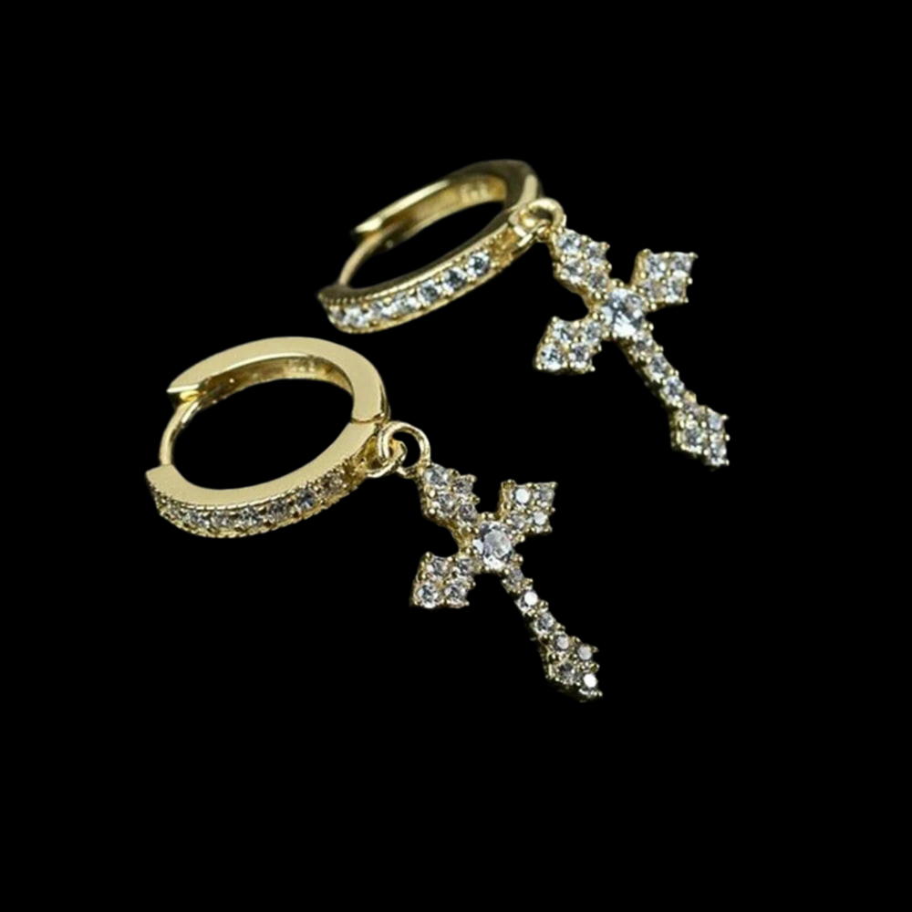 Huitan Stylish Arrow Cross Zircon Drop Earrings