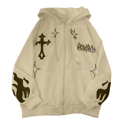 Embroidered Cross-Fire Cashmere Hoodie