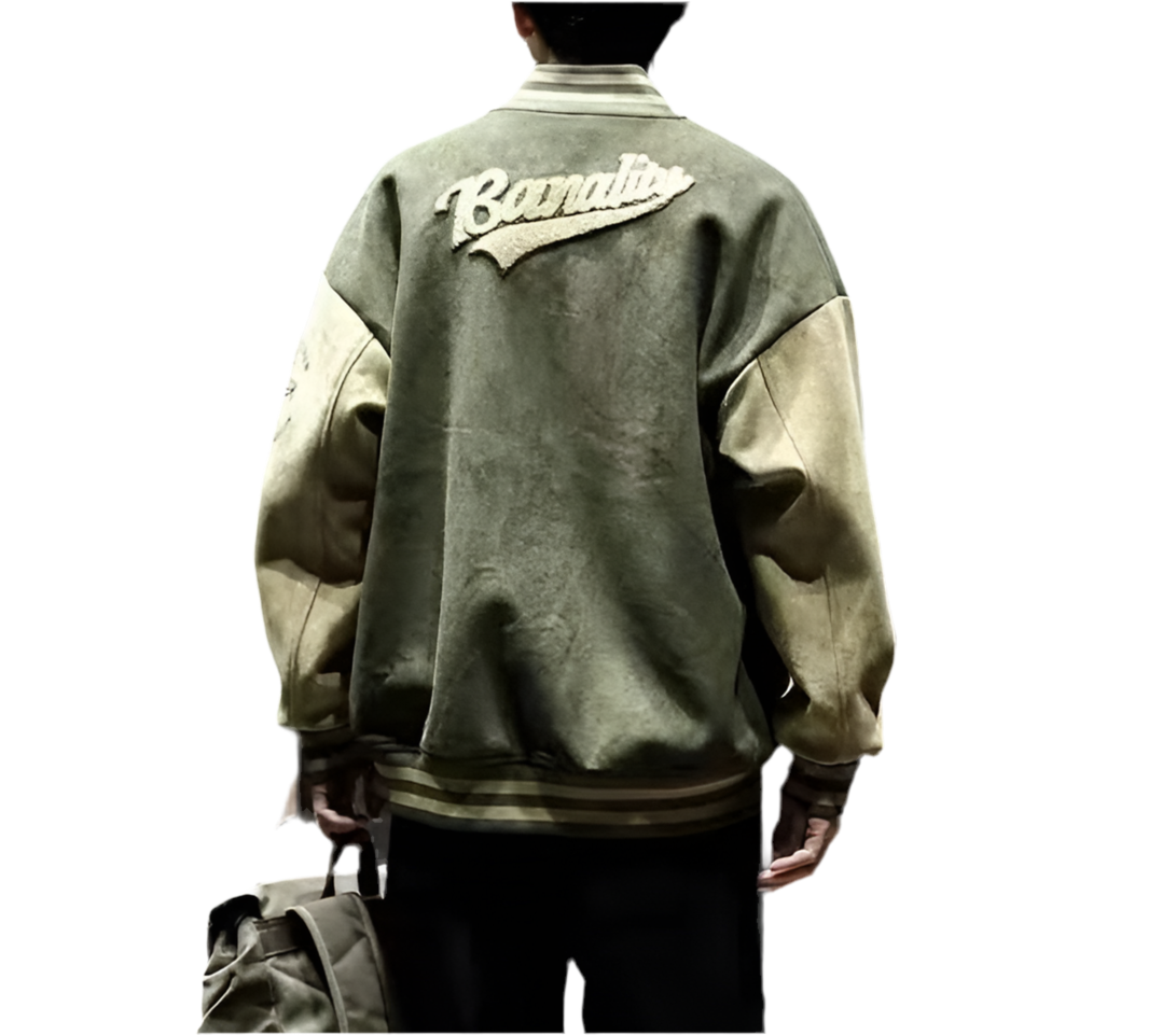 American Embroidered Suede Varsity Pilot Jacket - Retro