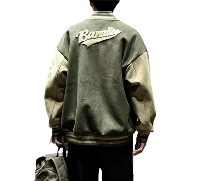 American Embroidered Suede Varsity Pilot Jacket - Retro