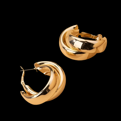 Gold Double-Ring Chunky Hoop Earrings