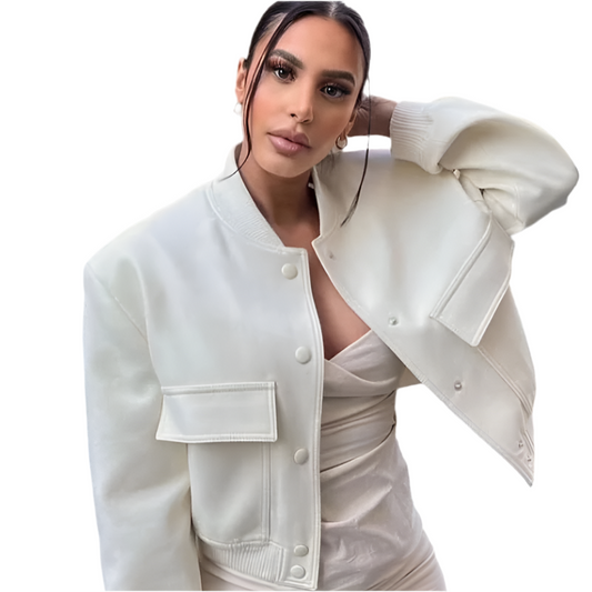 Women's Cropped Aviator Bomber Jacket