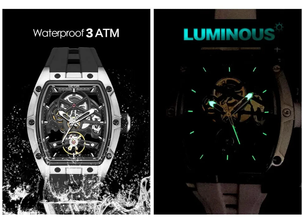 Automatic/Mechanical Skeleton Dial Sports Watch