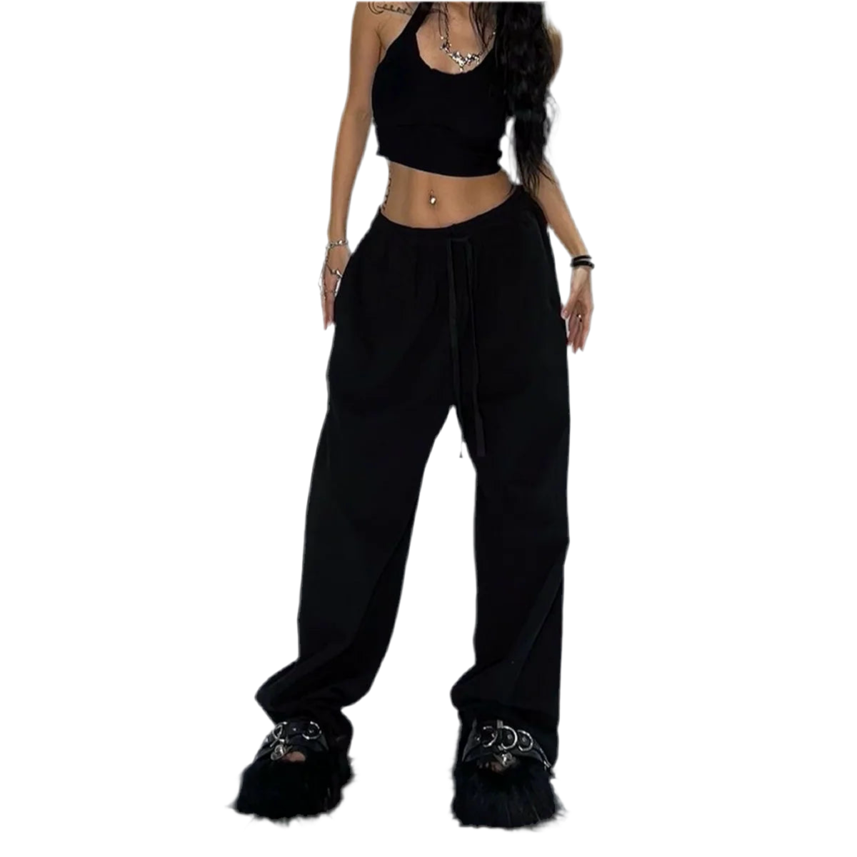 Women's Y2K Lace-Up Baggy Sweatpants