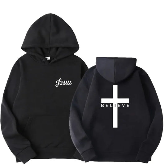 Believe Cross Print Hoodie
