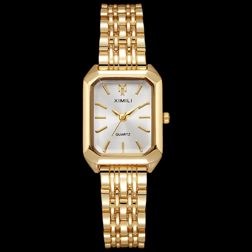 Ladies 2025 Luxe Square Watch - Gold Alloy Strap