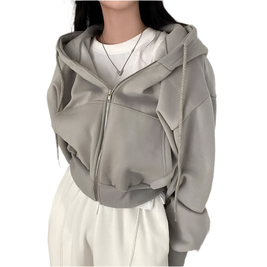 Y2K Cropped Zip-Up Hoodie