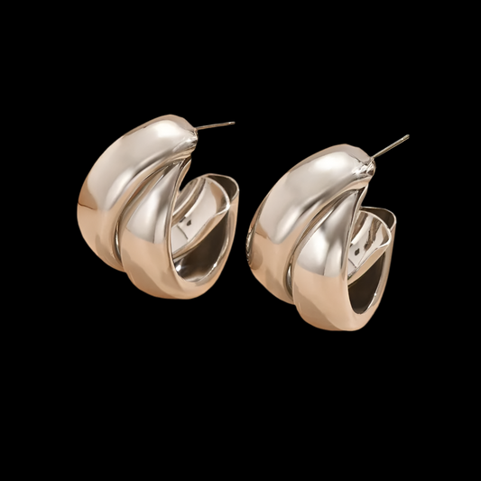 Gold Double-Ring Chunky Hoop Earrings