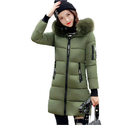 Elegant Women's Fur Collar Winter Parka