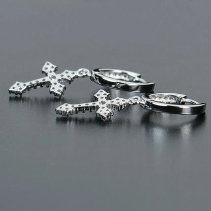 Huitan Stylish Arrow Cross Zircon Drop Earrings