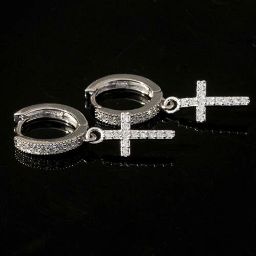Huitan Stylish Arrow Cross Zircon Drop Earrings