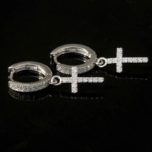 Huitan Stylish Arrow Cross Zircon Drop Earrings