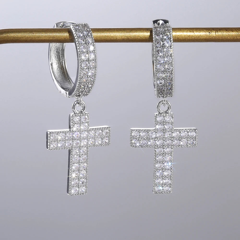 Huitan Stylish Arrow Cross Zircon Drop Earrings