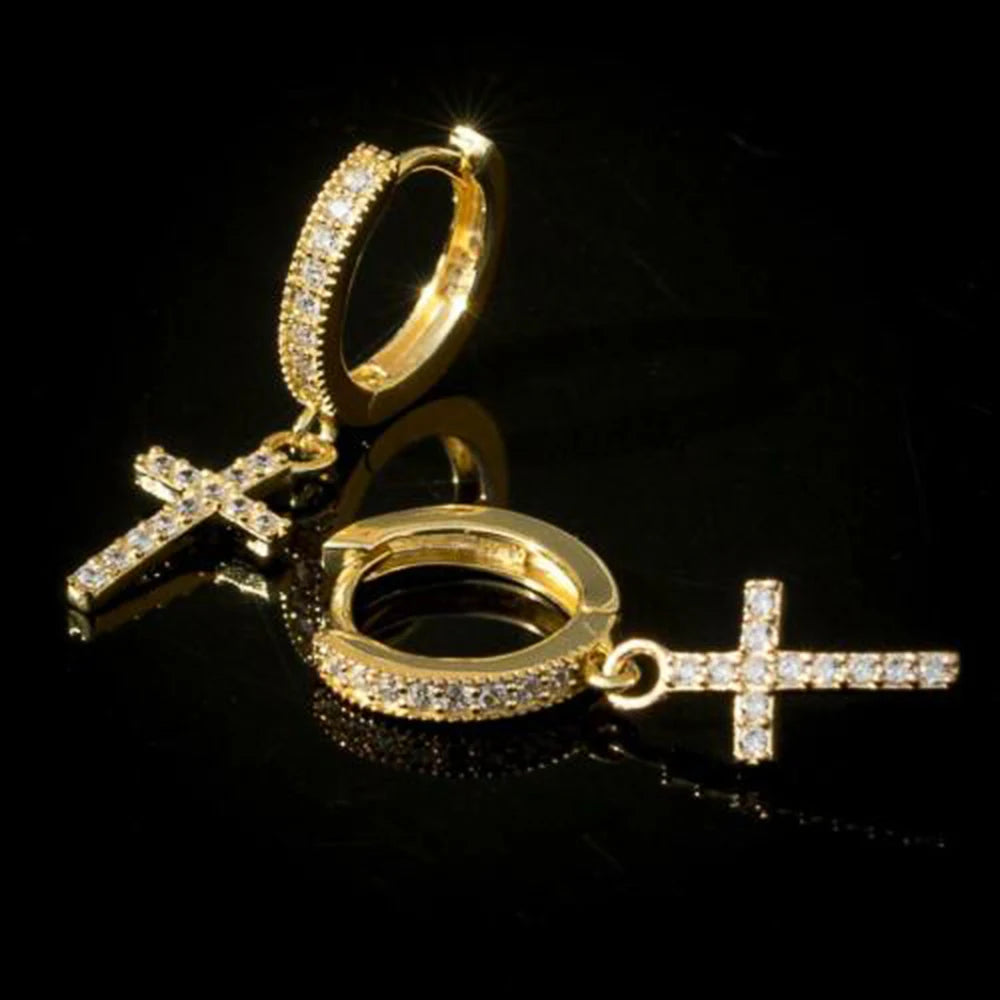 Huitan Stylish Arrow Cross Zircon Drop Earrings