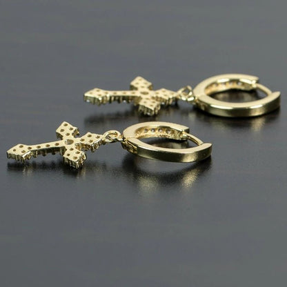 Huitan Stylish Arrow Cross Zircon Drop Earrings