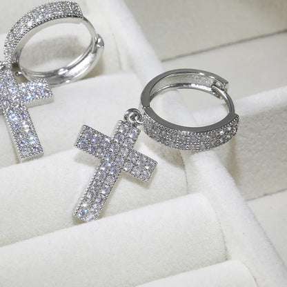 Huitan Stylish Arrow Cross Zircon Drop Earrings