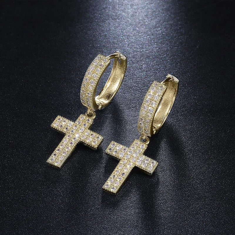 Huitan Stylish Arrow Cross Zircon Drop Earrings