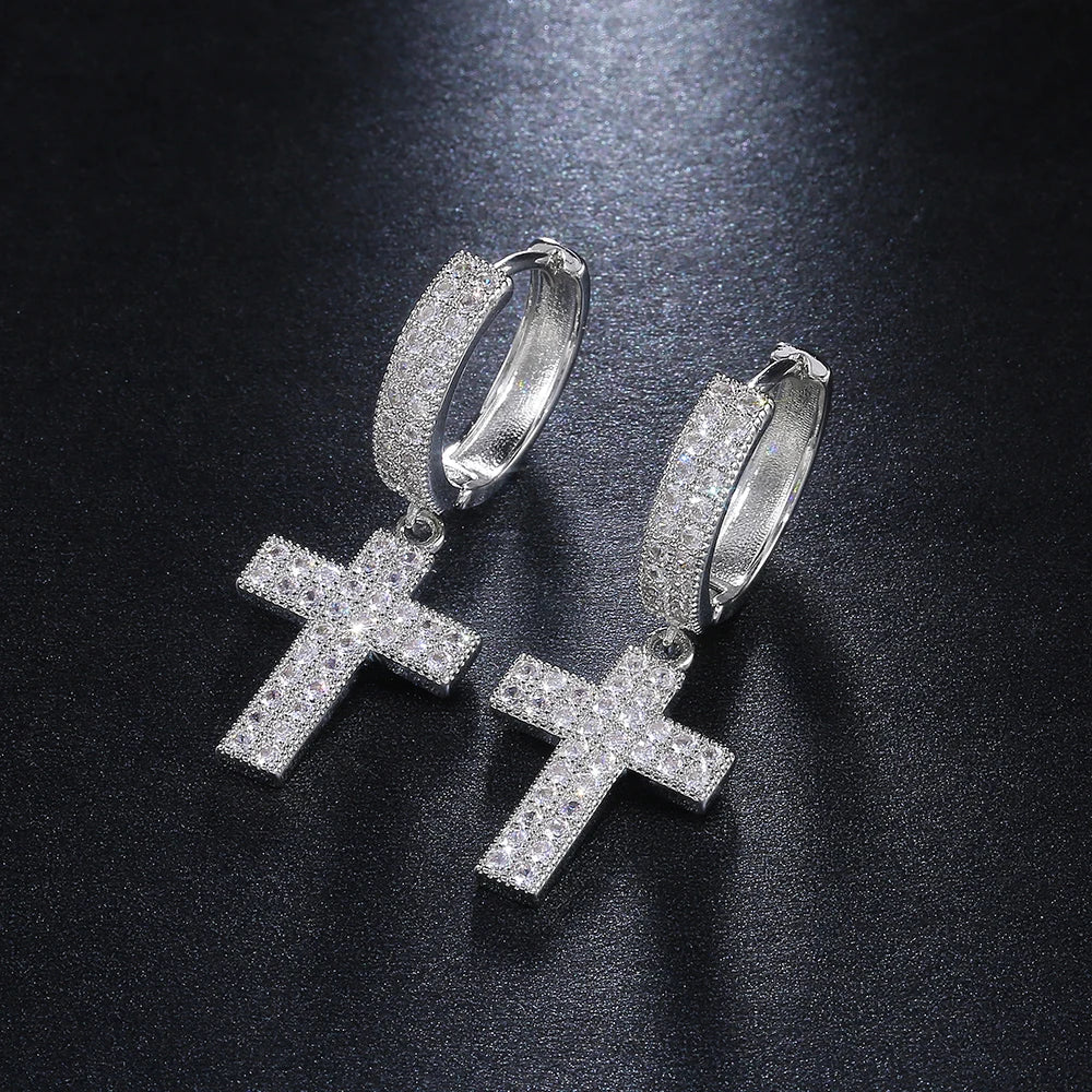 Huitan Stylish Arrow Cross Zircon Drop Earrings