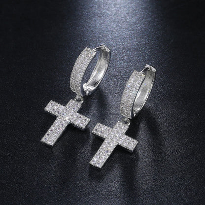 Huitan Stylish Arrow Cross Zircon Drop Earrings