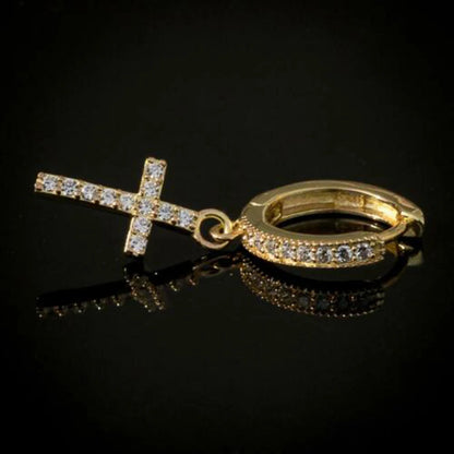 Huitan Stylish Arrow Cross Zircon Drop Earrings