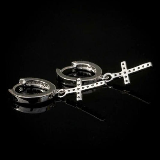 Huitan Stylish Arrow Cross Zircon Drop Earrings