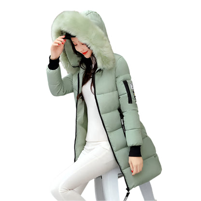 Elegant Fur Collar Winter Parka