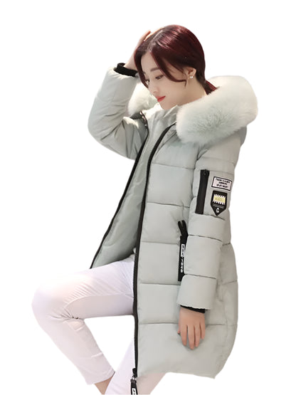 Elegant Women's Fur Collar Winter Parka