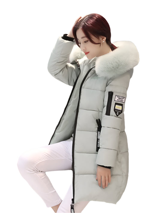 Elegant Women's Fur Collar Winter Parka