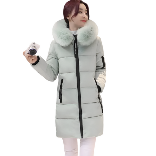 Elegant Women's Fur Collar Winter Parka