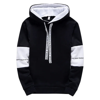 Black Men's Casual Letter Print Hip-Hop Hoodie