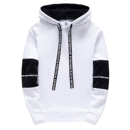White Men's Casual Letter Print Hip-Hop Hoodie