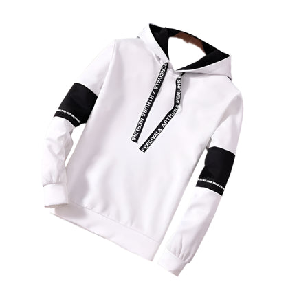 White Men's Casual Letter Print Hip-Hop Hoodie With Hangar