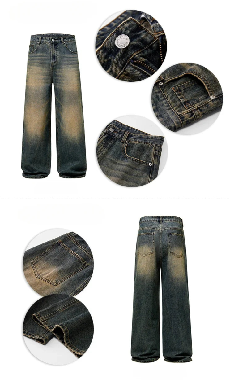Men’s Vintage Denim Distressed Baggy Jeans Showcase