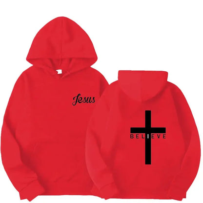 Believe Cross Print Hoodie