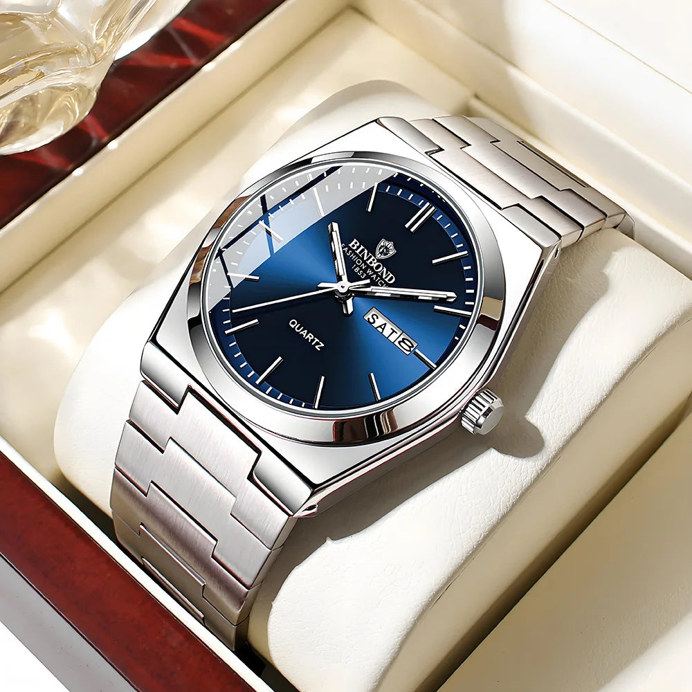 Dual-Date Stainless Quartz Watch