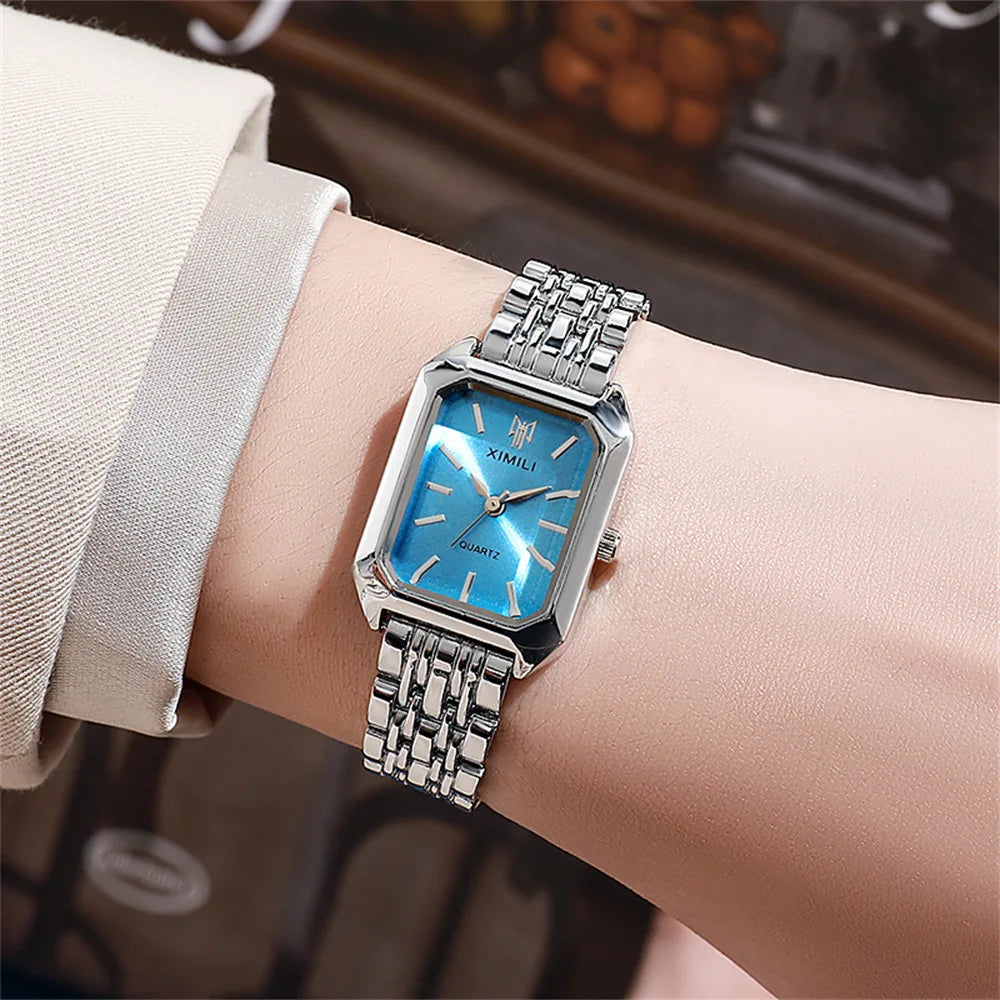 Ladies 2025 Luxe Square Watch - Gold Alloy Strap
