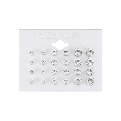 12-Pair Crystal Stud Earring Set