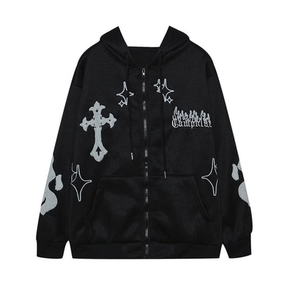 Embroidered Cross-Fire Cashmere Hoodie