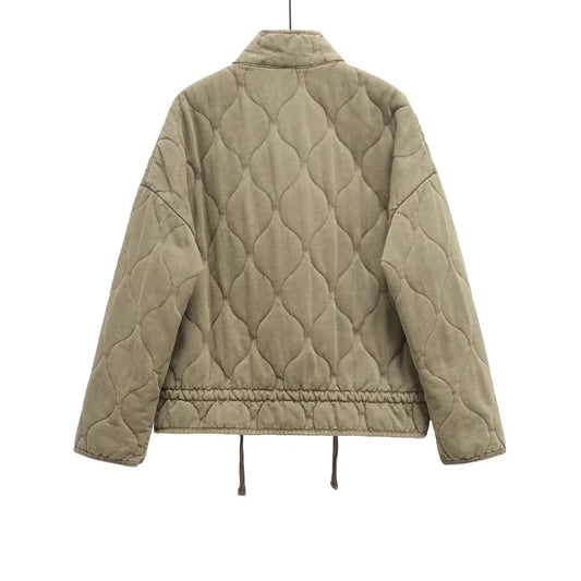 Women's 2024 High Collar Vintage Quilted Cotton Jacket