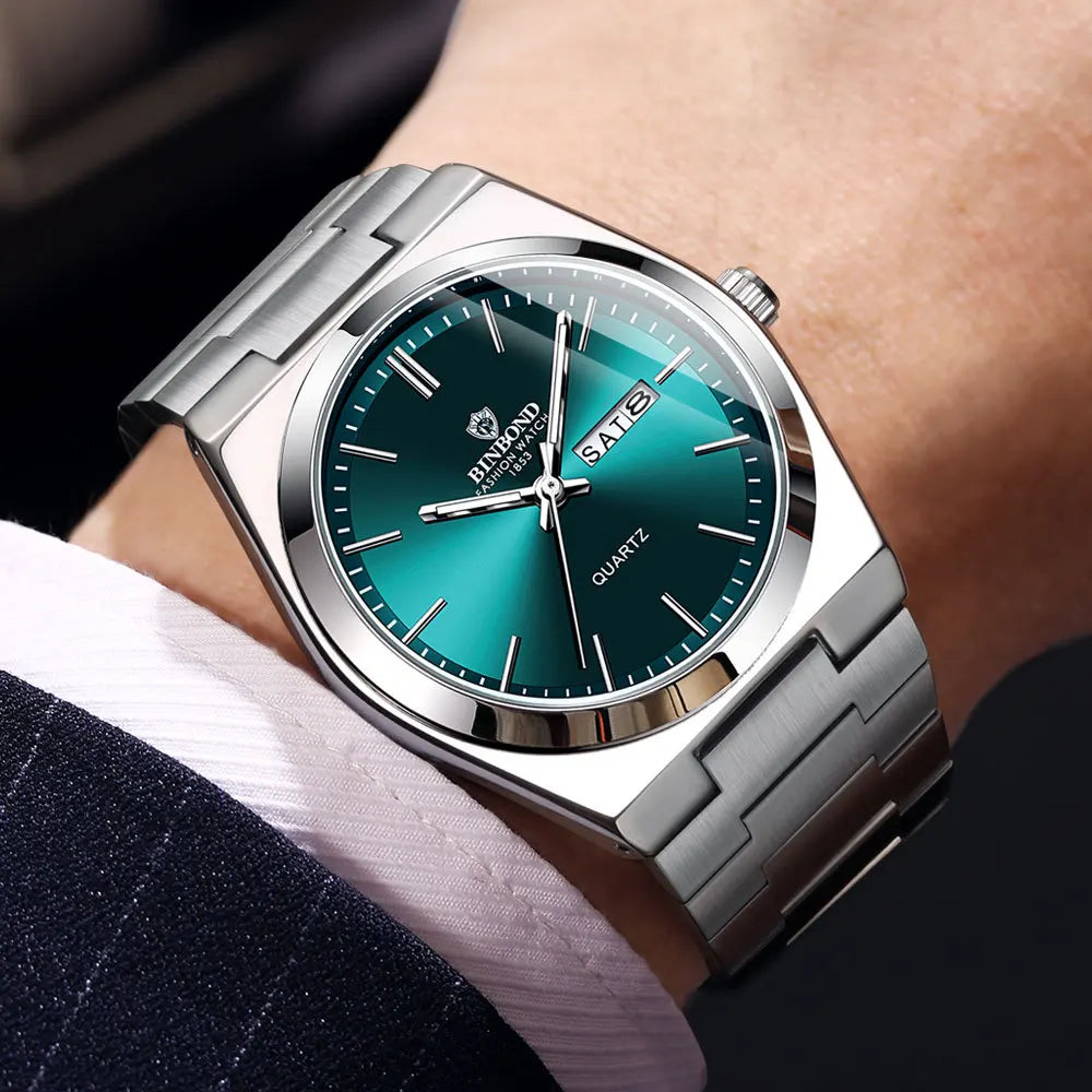 Dual-Date Stainless Quartz Watch