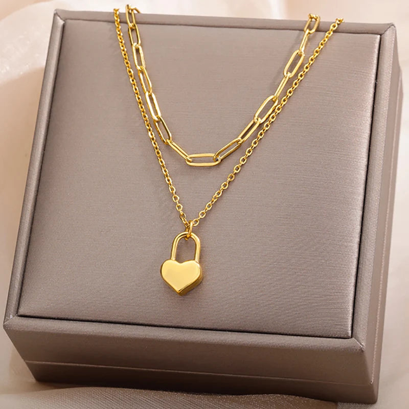 315L Gold Heart Layered Necklace
